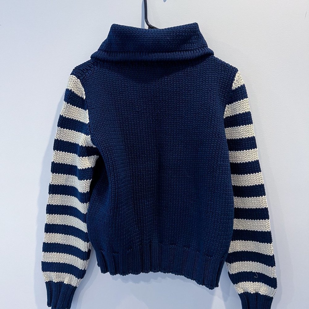 NWT ROSIE ASSOULIN Dickie Collared Knit Sweater Navy Blue S - Picture 6 of 7